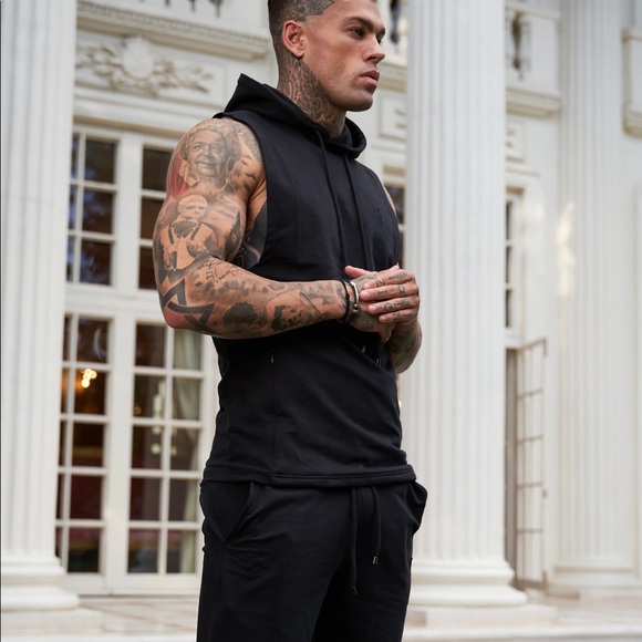 FATHER SONS SLEEVELESS BLACK GYM HOODIE - FSJH678 Size L - Picture 2 of 6